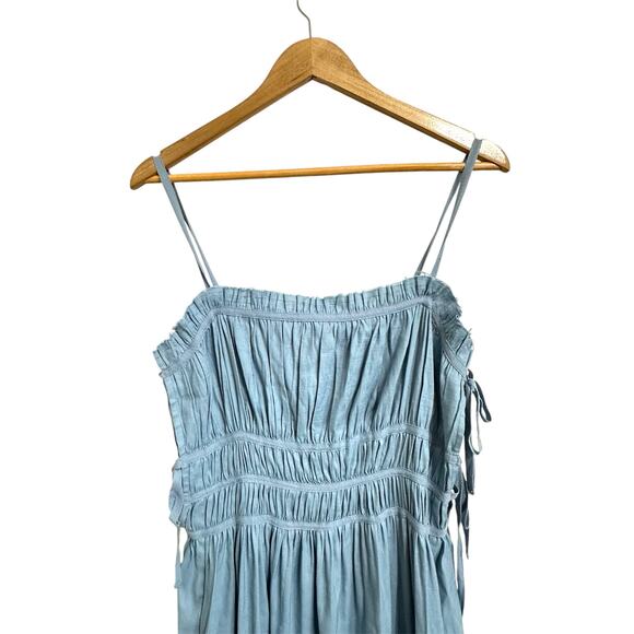 Cult Gaia Lola‎ Smocked Linen-Blend Midi Dress size Large $358 - Picture 3 of 7